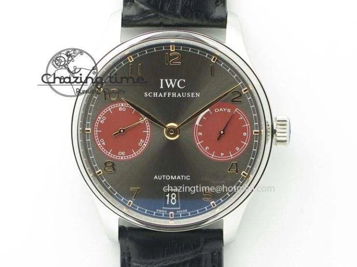 MIROTIME 0223 Portuguese Tourbillon IW504602 RG ZF Best Edition White Dial on Brown Leather Strap Stretchable 7178